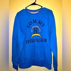 Tommy Hilfiger Blue Embroidered Crew Neck Sweater